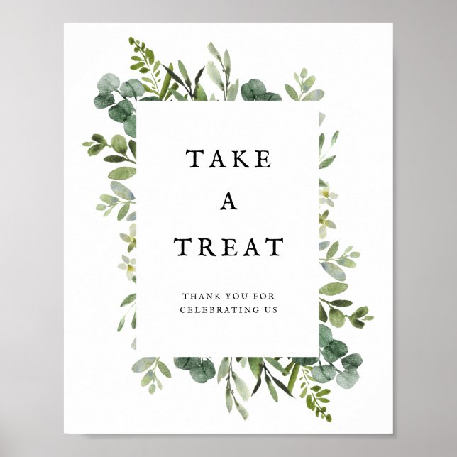 Elegant Greenery Wedding Favors Poster (Front)