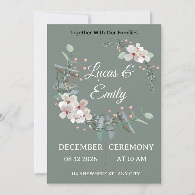 Elegant Greenery Wedding Invitation (Front)