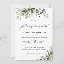 Elegant Greenery Wedding Invitation