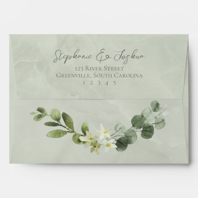 Elegant Greenery Wedding Invitation Envelope (Back (Top Flap))