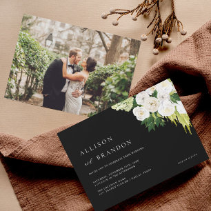 Elegant Greenery Wedding Invitation with Photo