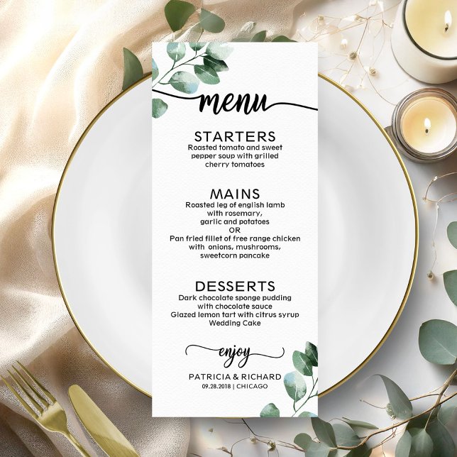 Elegant Greenery Wedding Menu (Creator Uploaded)