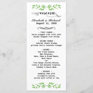 Elegant Greenery Wedding Menu Card - Personalized