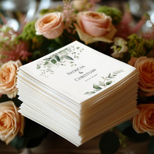 Elegant Greenery Wedding Paper Napkins