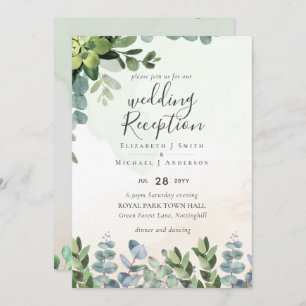 Elegant Greenery Wedding RECEPTION Evening Only In Invitation