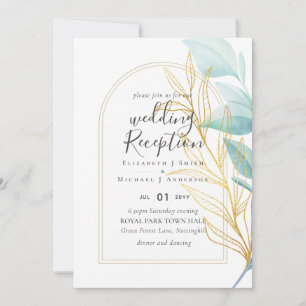 Elegant Greenery Wedding RECEPTION Evening Only In Invitation
