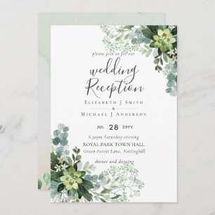 Elegant Greenery Wedding RECEPTION Evening Only In Invitation