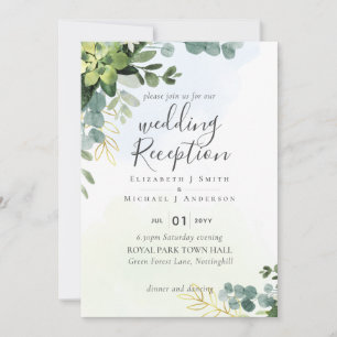 Elegant Greenery Wedding RECEPTION Evening Only In Invitation