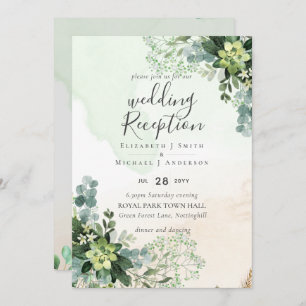 Elegant Greenery Wedding RECEPTION Evening Only In Invitation