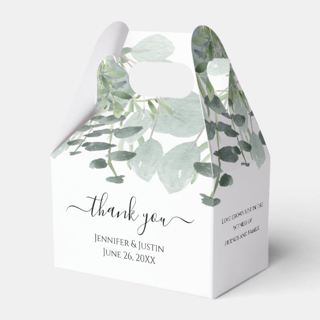 Elegant Greenery Wedding Reception  Favor Box (Front Side)