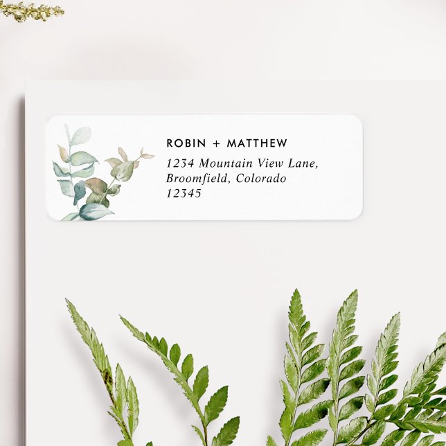 Elegant Greenery Wedding Return Address (Creator Uploaded)