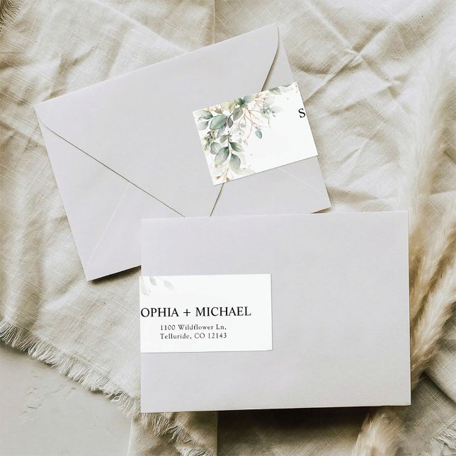 Elegant Greenery Wedding Return Address Label (Creator Uploaded)