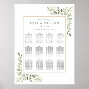 Elegant Greenery Wedding Seating Plan Chart