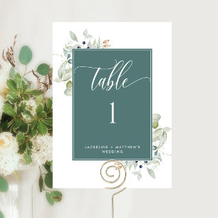 Elegant Greenery Wedding Table Number, Green