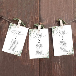 Elegant Greenery Wedding Table Seating Chart Cards