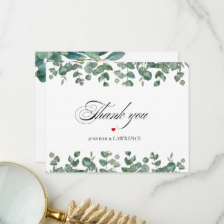 Elegant Greenery Wedding Thank You Card