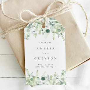 Elegant Greenery Wedding Thank You Gift Tags