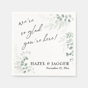 Elegant Greenery We're So Glad You're Here Napkin