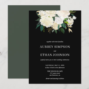Elegant Greenery White Flowers Botanical Wedding Invitation