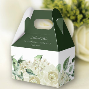 Elegant Greenery White Flowers Wedding Favor Box