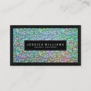 Elegant Greenl Faux Glitter & Sparkles Print Business Card