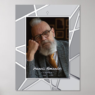 Elegant Grey Abstract Photo Memorial Funeral Foil Prints