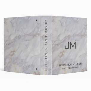 Elegant grey and beige marble design binder