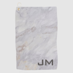 Elegant grey and beige marble design golf towel