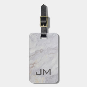 Elegant grey and beige marble design luggage tag