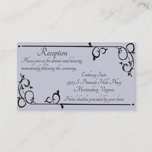 Elegant Grey and Black Flowing Vine Floral Enclosure Card (Front)