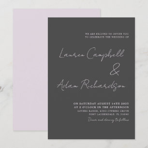 Elegant Grey and Blush Pink Wedding Invitation