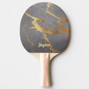 Elegant Grey and Gold Marble Look Ping Pong Paddle