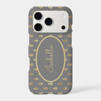 Elegant Grey and Gold Pineapple Personalized