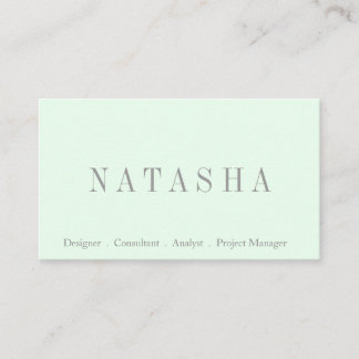Elegant Grey and Green Script Font Business Card
