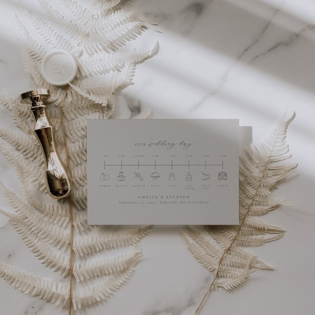 Elegant Grey and Green Wedding Timeline  Enclosure Card (Creator Uploaded)