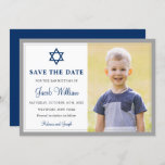 Elegant Grey and Navy Blue Bar Mitzvah Photo Save The Date<br><div class="desc">Elegant Grey and Navy Blue Bar Mitzvah Photo Save the Date</div>