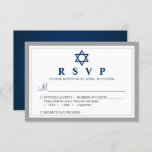 Elegant Grey and Navy Blue Bar Mitzvah RSVP Card<br><div class="desc">Elegant Grey and Navy Blue Bar Mitzvah RSVP Card</div>