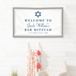 Elegant Grey and Navy Blue Bar Mitzvah Welcome Banner<br><div class="desc">Elegant Grey and Navy Blue Bar Mitzvah Welcome Banner</div>