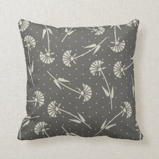 Elegant Grey and Pastel Floral Throw Pillow