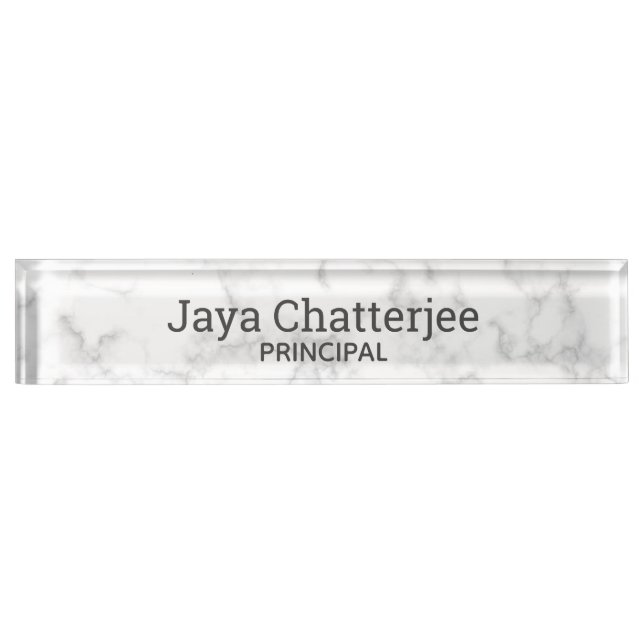 Elegant Grey and Pink Marble Nameplate (Front)