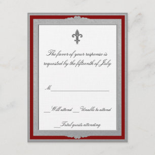 Elegant grey and red Wedding Response Card