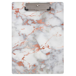 elegant grey and rose gold marble pattern clipboard