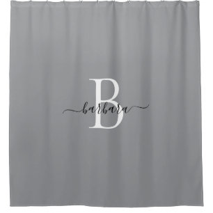 Elegant Grey and White Monogram Script Name