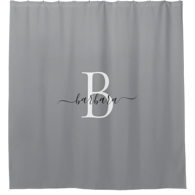 Elegant Grey and White Monogram Script Name (Front)