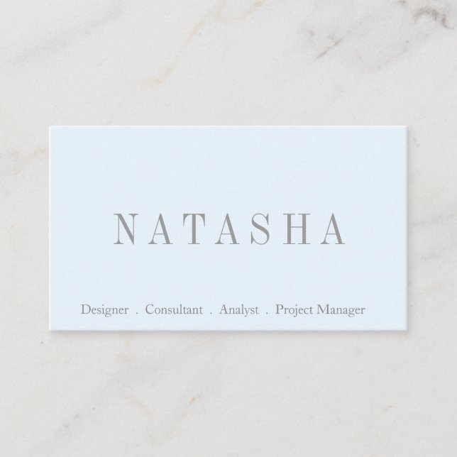 Elegant Grey and White Script Font Business Card (Front)