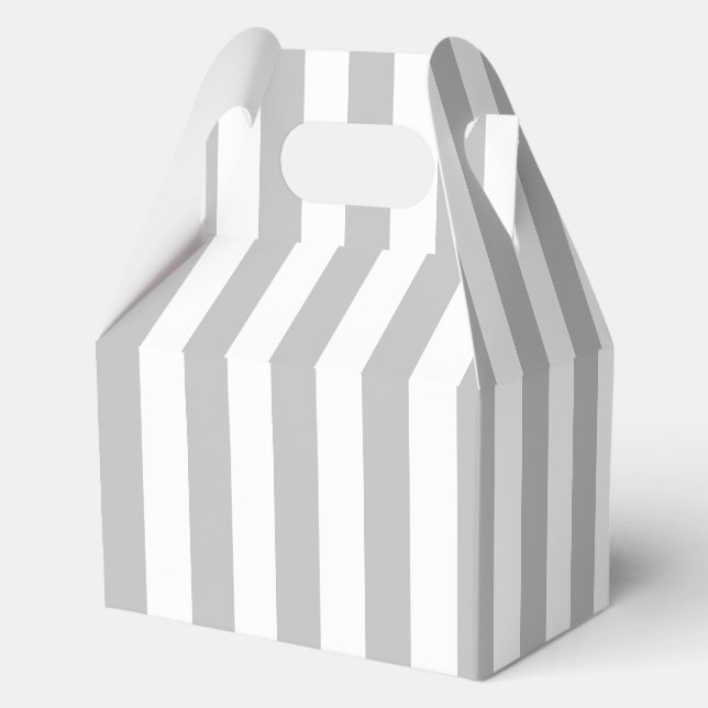 Elegant Grey and White Striped Pattern Favor Box (Back)