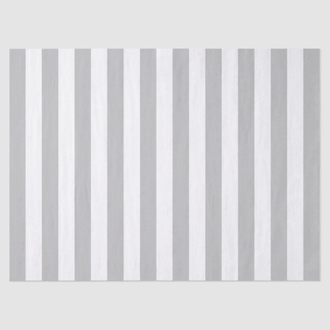 Elegant Grey and White Striped Pattern Tissue Paper (Front)