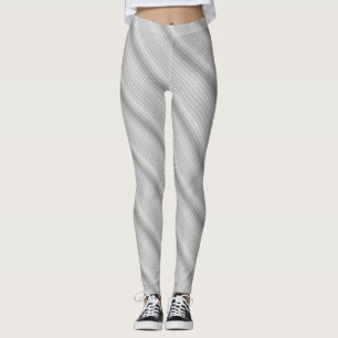 Elegant Grey and White Stripes Leggings
