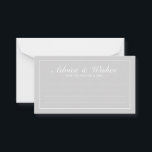 Elegant Grey and White Wedding Advice and Wishes<br><div class="desc">Beautiful Elegant Grey and White Wedding Advice and Wishes Card
featuring your information in white elegant font style with white rectangle border.

Click on the customize it button to personalize the design.</div>