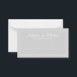Elegant Grey and White Wedding Advice and Wishes Card<br><div class="desc">Beautiful Elegant Grey and White Wedding Advice and Wishes Card
featuring your information in white elegant font style with white rectangle border.

Click on the customize it button to personalize the design.</div>